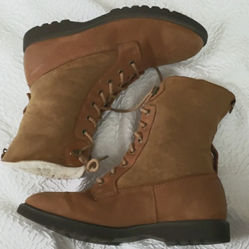 Rockport Vintage Womens Cognac Shearling Leather Boots Outdoor Size 10 W